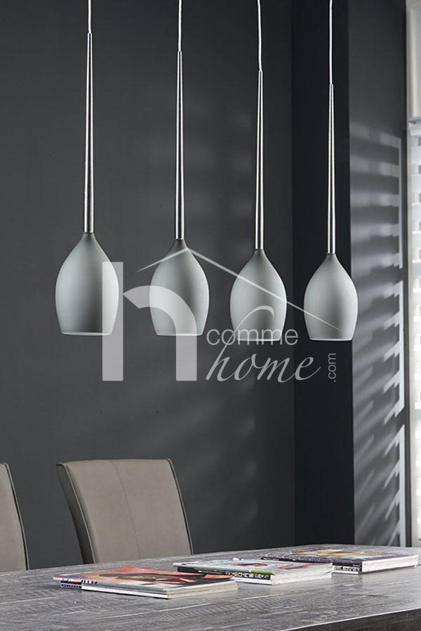 Suspension 4 lampes en verre gris EDITH 3