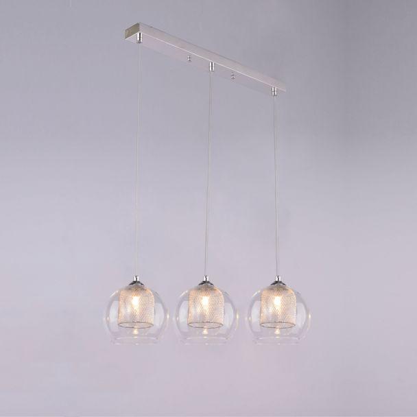 Suspension boule triple chrome et verre - Lilas -