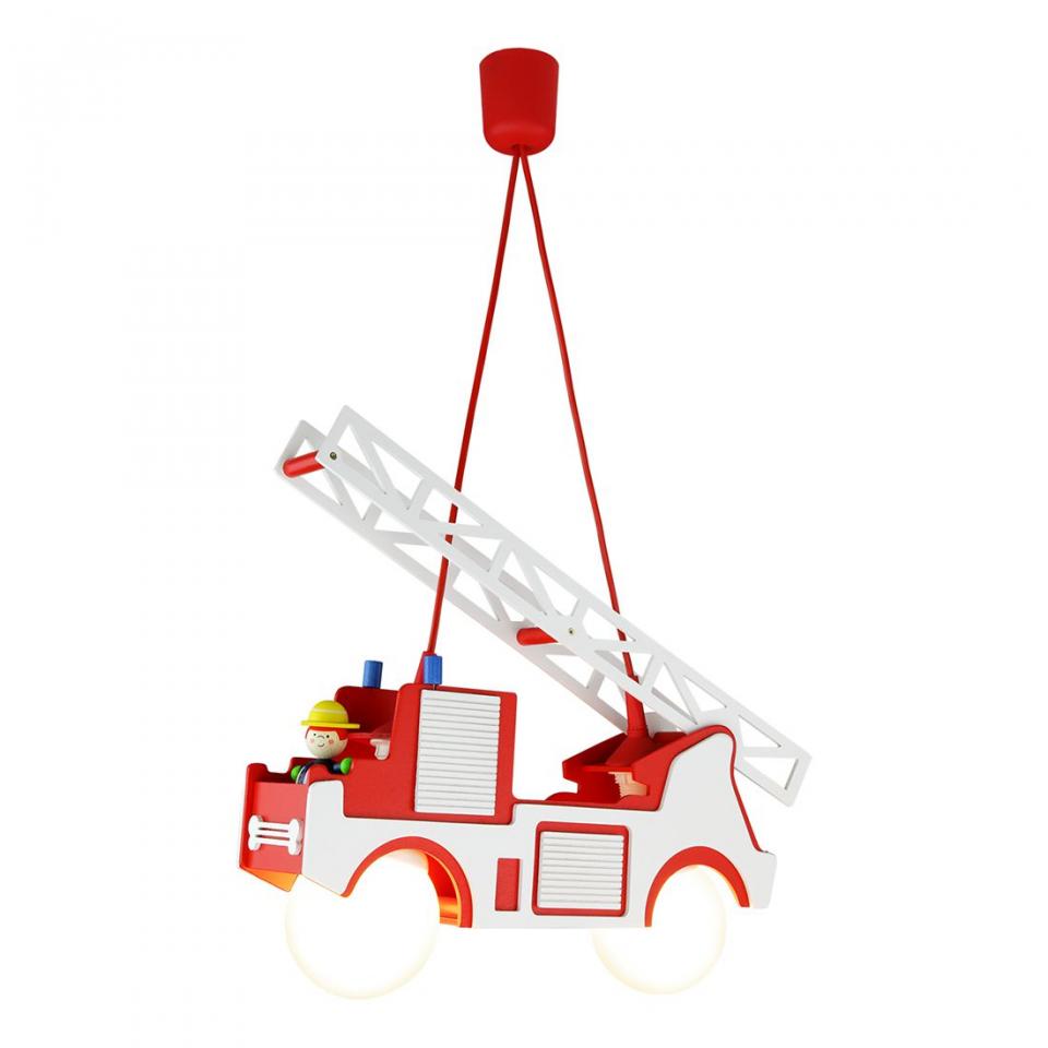 Suspension camion de pompiers - Bois 2 ampoules