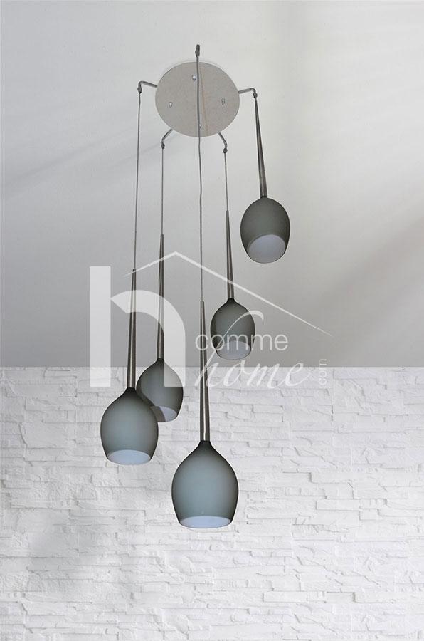 Suspension basse grise 5 lampes BRONTI