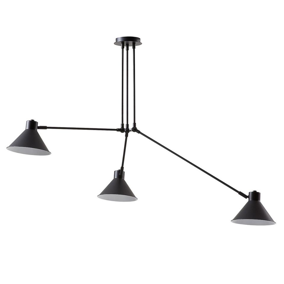 Suspension vintage 3 bras métal noir Dione
