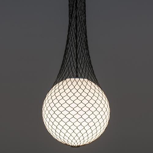 NETWORK - Suspension Verre et filet Noir H60/200cm