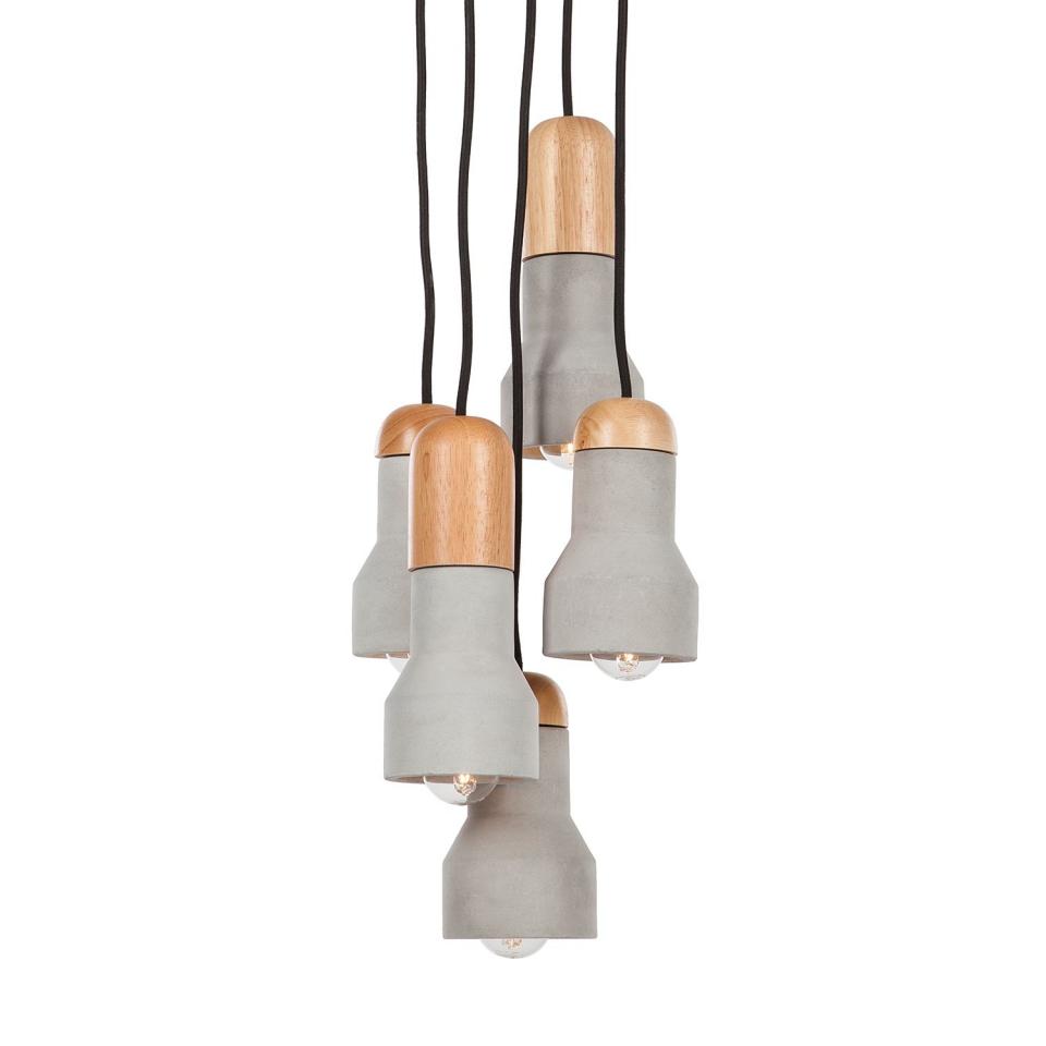 Suspension Lylia II - Béton / Bois massif - 5 ampo