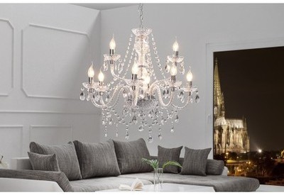 Lustre moderne à 9 bougies coloris transparent