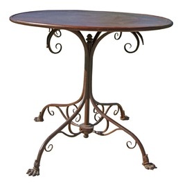 Table de jardin ronde en métal fer forgé Grassin