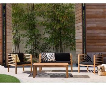 Ensemble de jardin - Table chaises et banc- Acacia