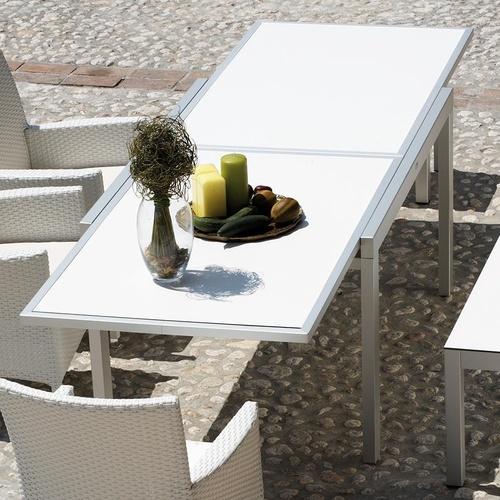 Giga - Table de jardin à rallonges - blanc anthrac