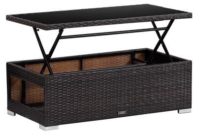 Table relevable résine tressée Ibiza - Buffalo - Marron Table relevable résine tressée