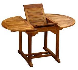 Table de jardin ronde à rallonge en teck huilé 100