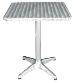 Table bistro carrée inox et aluminium 600 mm