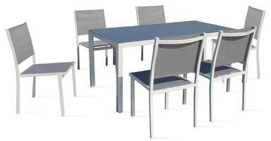 Ensemble table de jardin et 6 chaises en aluminium