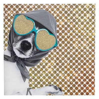 Tableau design en fibre/bois Shopping Lady Chien 4