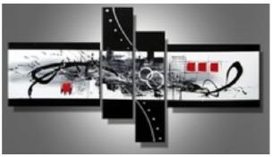 Tableau abstrait rouge noir funny