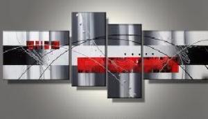 Tableau moderne rouge gris Wally