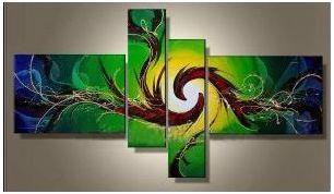 Tableau peinture vert spirale
