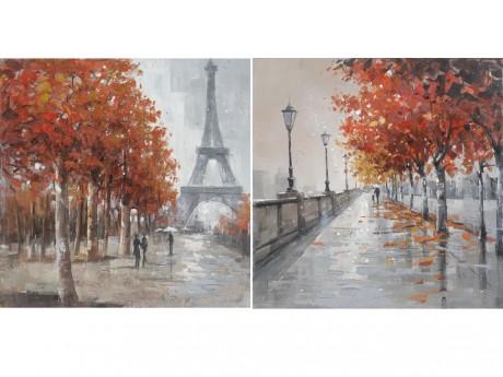 Lot de 2 peintures à lhuile AUTUMN - 2 x 100*100c