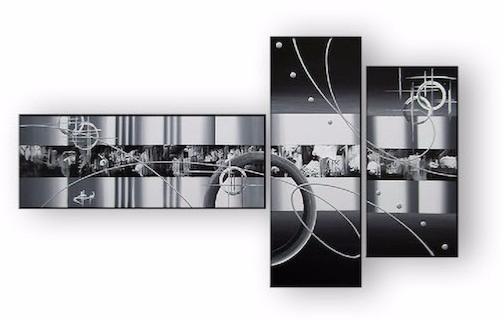 Tableau Triptyque gris métal