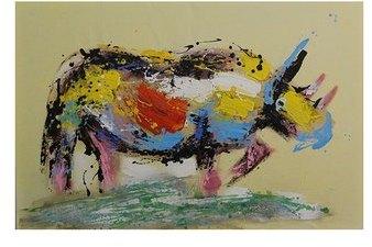 Rino - Tableau rhinoceros multicolore Rino - Tableau rhinoceros