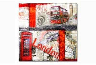 Tableau Londres Bus Cabine Subway 50 X 50 cm Tableau Londres Bus Cabine