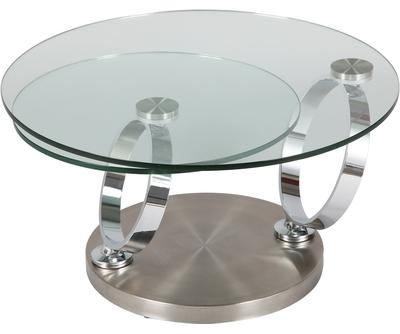 Table basse ronde en verre socle inox