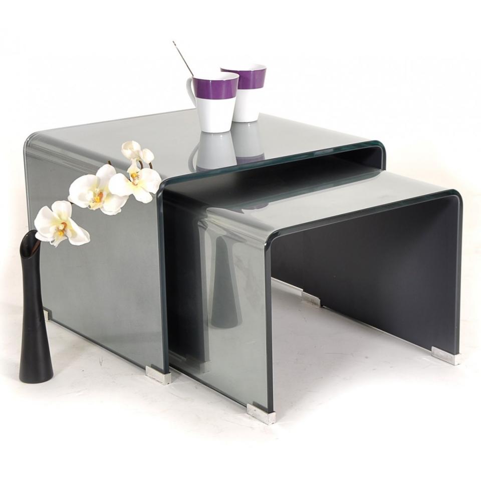 2x Table basse gigogne verre Vitro - 50 x 45 x 35