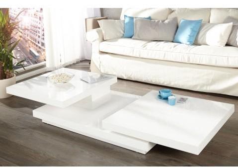 Table basse design Triple rectangle L blanc high gloss Table basse design Triple