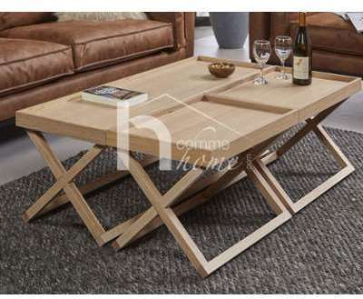 Table basse transformable couleur chêne clair CALI