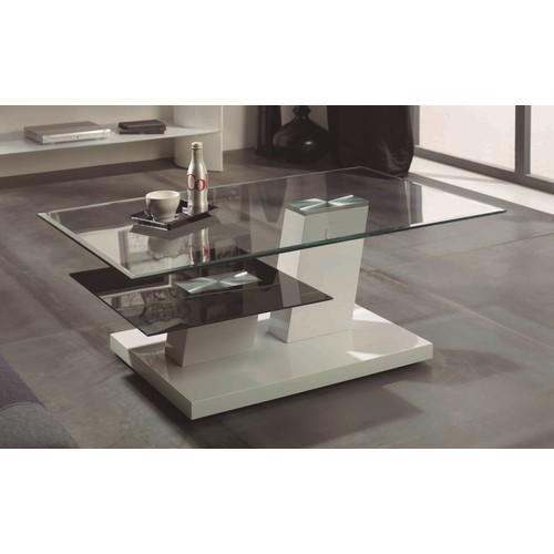 Table basse verre noir double plateau - Raven