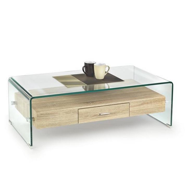 Table basse bois et verre 110 x 35cm Anael
