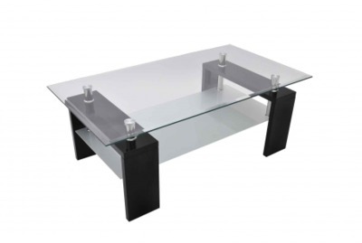 VidaXL Table basse de salon en verre et MDF noir l