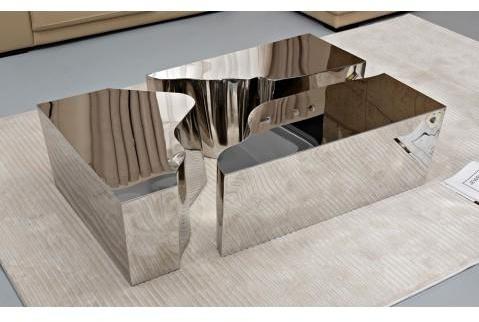 Table basse design en acier inox poli brillant Aggal Table basse design en acier
