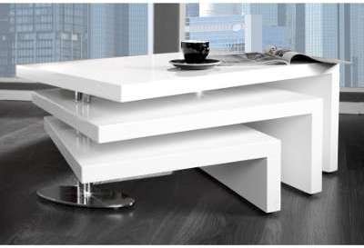 Table basse design à 3 plateaux pivotants coloris