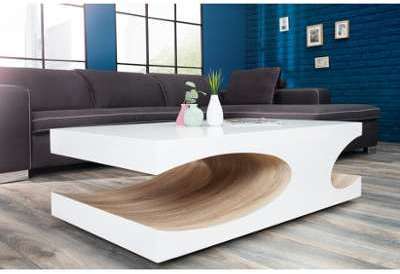 Table basse design blanc laqué bois Cubico 120 cm Table basse design blanc laqué