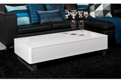 Table basse relevable moderne en mdf de couleur bl