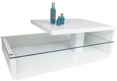 Table basse design avec plateau pivotant blanc laqué Table basse design avec plateau