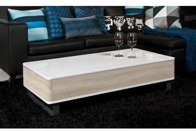 Table basse relevable moderne en mdf coloris blanc