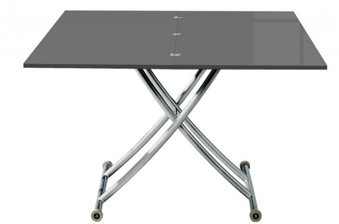 Table Basse Relevable à Rallonge Laqué Gris Ella D