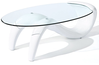 Table Basse Blanc en verre 64 x 120 x 39,5 cm