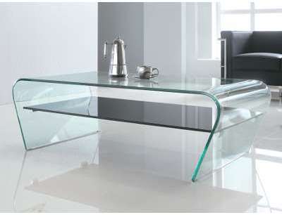 Table basse KELLY - Verre trempé - Tablette noire