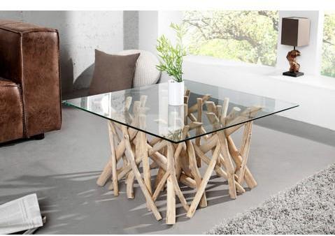 Table basse design carrée bois flotté Adora 80 cm Table basse design carrée