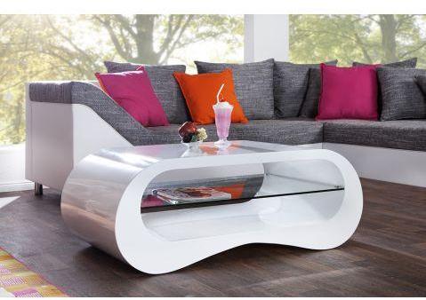 Table basse design blanche laquée Manhattan Table basse design blanche