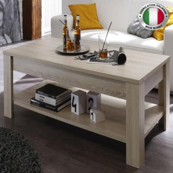 Table basse contemporaine 2 plateaux chène samoa
