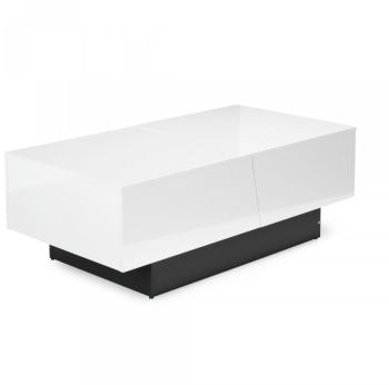 Table basse blanche coulissante avec rangement intégré Table basse blanche coulissante