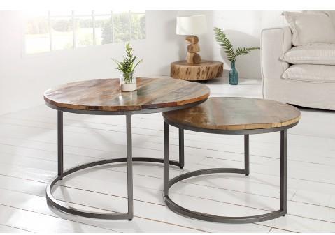 Set de 2 tables gigognes en bois massif Jakarta 75 Set de 2 tables gigognes en