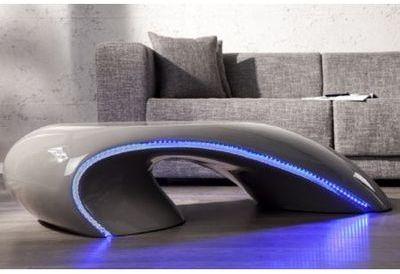 Table basse design à Led laqué grise Apolon Table basse design à Led laqué