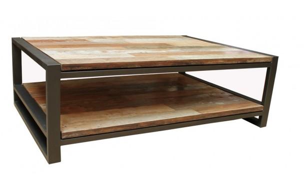 Table basse de salon métal et bois - 1M20