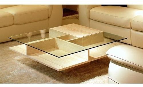 Table basse pierre et verre haut de gamme (marbre