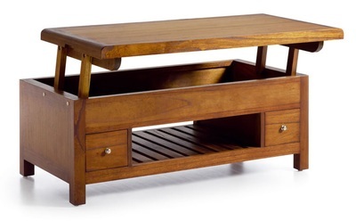 Table basse 2 tiroirs et plateau relevable Jazz