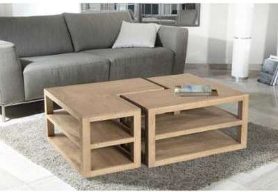 Tables basses en L bois massif 105x70cm Jule