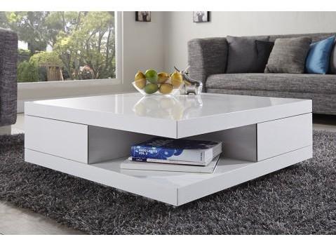 Table basse design 2 tiroirs blanc laqué Ibiza Table basse design 2 tiroirs